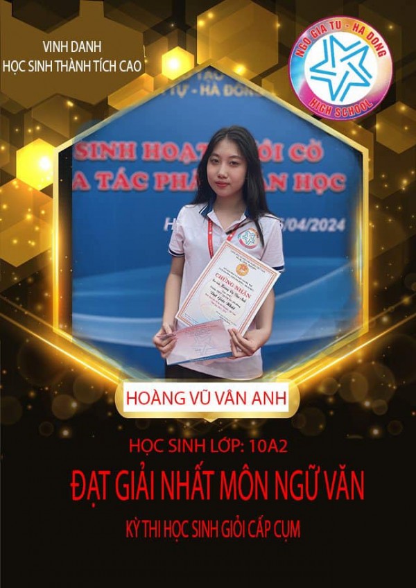 TRƯỜNG THPT NGÔ GIA TỰ - HÀ ĐÔNG VINH DANH HỌC SINH GIỎI CẤP CỤM TRƯỜNG THPT NGÔ GIA TỰ - HÀ ĐÔNG VINH DANH HỌC SINH GIỎI CẤP CỤM